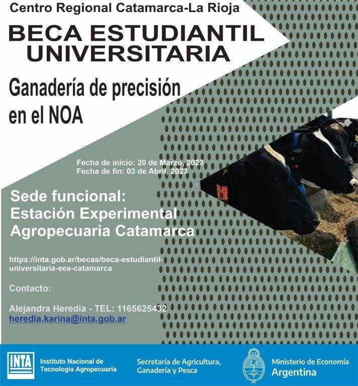  Se convoca a Beca Estudiantil Universitaria para el INTA Catamarca